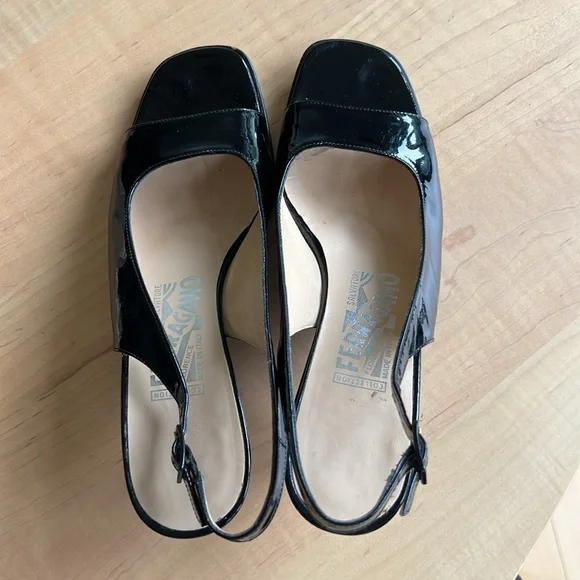 SALVATORE FERRAGAMO Sling Back Kitten Heel Open Toe Sandal Shoe - Picture 2 of 8